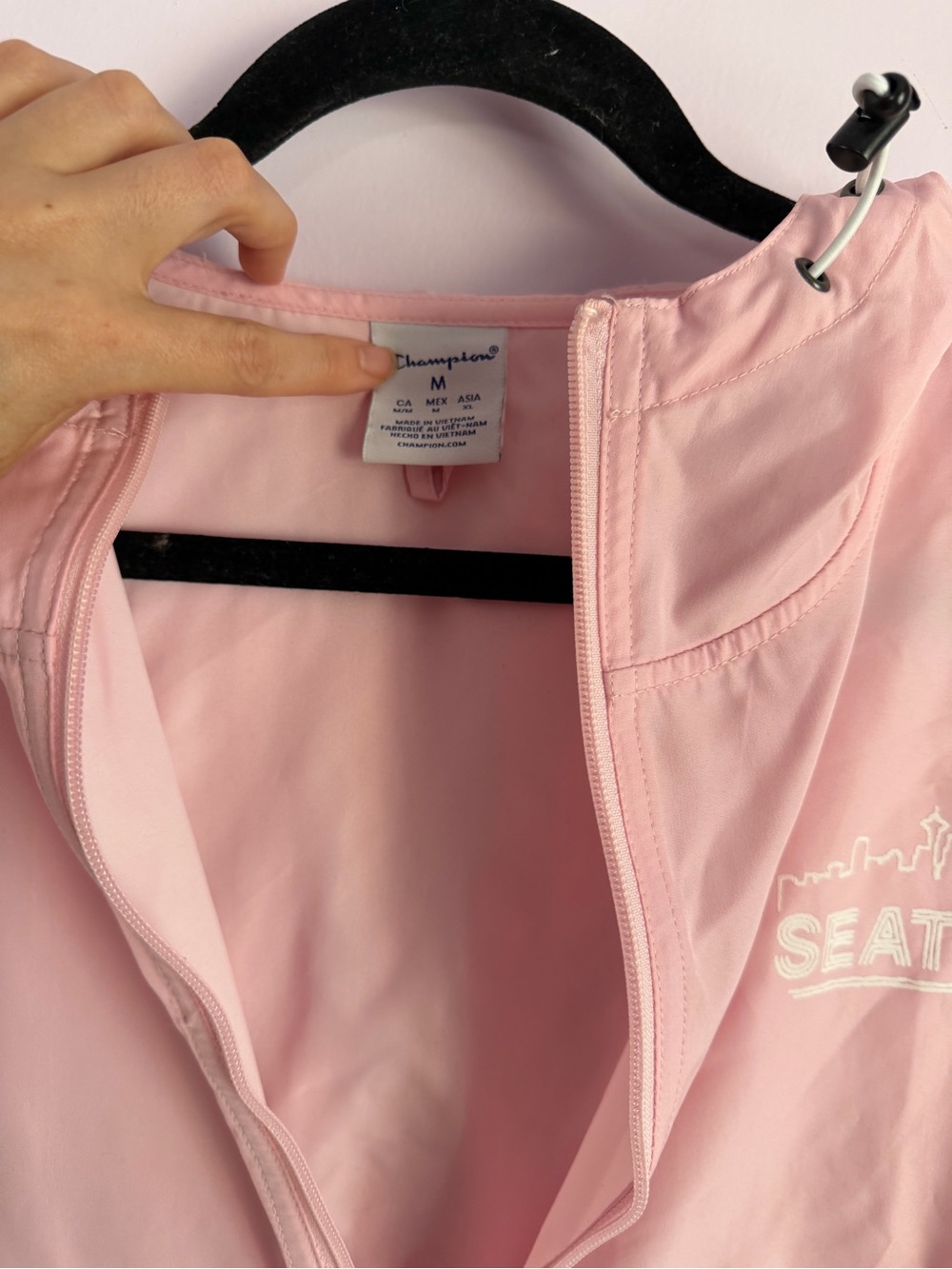 Champion Pink Hooded Seattle Pullover Windbreaker M - Picture 7 of 9